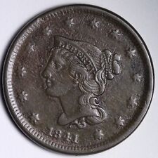 1841 Braided Hair Large Cent CHOICE XF E215 AMT picture
