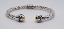 Balinese 925/18K Gold Accented Twisted Cable Cuff Bracelet picture