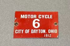 VINTAGE MOTOR CYCLE MOTORCYCLE DAYTON OHIO PORCELAIN SIGN CAR GAS AUTO OIL picture