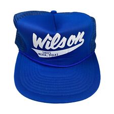 Vintage Trucker Hat Double Snap Back Wilson Sales Mexia Texas Mesh Cap Blue 80s picture