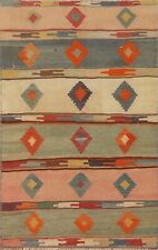 Vintage Pastel Color Kilim Reversible Rug 3'x5' Wool hand woven Accent Rug picture