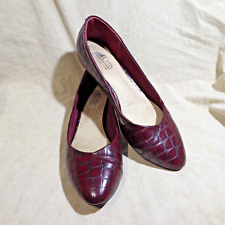 🩰 Cliffs White Mtn Pointy Ballet Flats sz 9.5 M Red Wine Reptile Leatherette picture