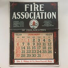 1929 FIRE ASSOCIATION of Philadelphia Advertising Cardboard Calendar Maine picture