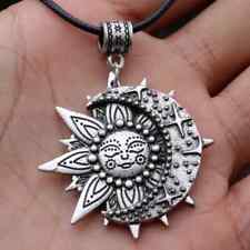 Vintage Viking Sun Moon Totem Pendant Necklace Unisex Trend Amulet Necklace Gift picture