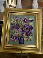 vintage jewelry art Floral Collage framed picture