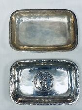 Vintage Industria Peruana Silver Hammered 2-Part Dish- Commercial Bank Of Peru picture