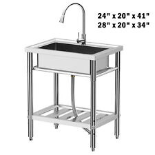 Commercial Kitchen Sink Stainless Steel 1 Compartment Utility Sink with Faucet picture