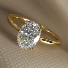 IGI Certified F VS1 Lab Grown Diamond Engagement Ring 14k Yellow Gold All Size picture