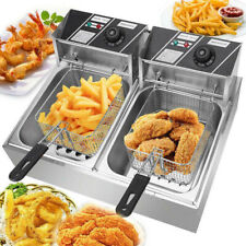 12.7QT/12L Electric Deep Oil Fryer 2Basket Stainless Steel Home Commercial 3500W picture