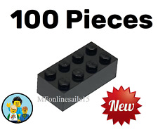 100x NEW LEGO 2x4 Black Bricks Piece # 3001 - BULK large bricks picture