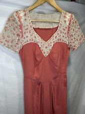 Vintage 1930s Pink Bodice Lace Detailed Dress Jay's Boston S/M picture