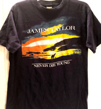JAMES TAYLOR Never Die Young Album Studio Pop Vintage Navy Blue T-Shirt 1988 L picture