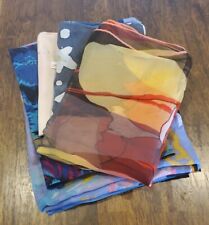 Vintage 1960-70s Scarf Lot of 5 Groovy  Mid-Mod Mixed Fabrics & Sizes Crafting picture