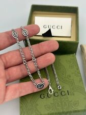 Authentic Gucci Interlocking G Enamel Necklace Sterling Silver with Box picture