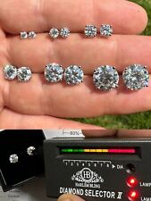 Real Moissanite Pushback Stud Earrings 925 Silver Hip Hop Mens Ladies 3mm-10mm picture