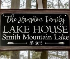 Engraved Personalized Custom Lake House Home Diamond Etched Metal 16x8 Sign Gift picture