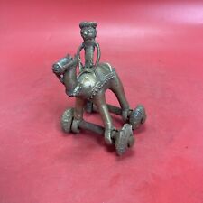 Antique Indian Brass Camel With Rider On Wheels picture