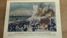6 Vintage Color Lithograph Civil War Battles picture