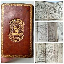 [miniature books] Old & rare French Almanac 1805 in fine binding & world-maps picture
