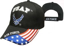 U.S. Air Force Wings Patriotic USA Flag Black Embroidered Cap Hat CAP603GB TOPW picture