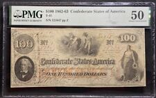 T-41 $100 1862-63 Confederate States Bank Note Civil War Jackson Money, PMG AU50 picture