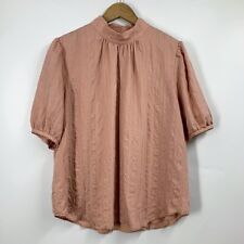 Ann Taylor Women's Crepe Mock Neck Rayon Short Sleeve Shirt Size XL picture