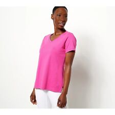 Isaac Mizrahi Live Essentials Pima Cotton Tee Plus 1X Ultra Pink A396878 picture