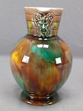 Wedgwood Green & Brown Majolica Pottery Doric 6 1/4 Inch Pitcher Jug Circa 1861 picture
