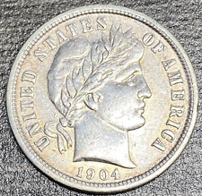 1904 P Barber Dime 90% Silver Better Date Coin. VF Details,  picture