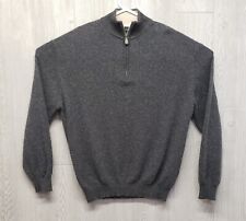 Vintage WH Belk Sweater Mens XL Cashmere Fine 2 Ply Quarter Zip Charcoal Gray picture