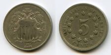 #02) Rare 1868 Shield Nickel Or Five-Cent Piece XF+ picture