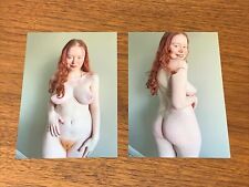 Two 4x6 Glossy Photographs Beautiful Woman Nude Redhead Pinup Girl Risqué Model picture