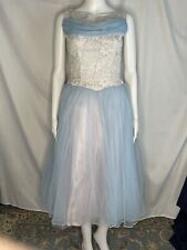 Vintage 1960s Party Prom Dress Blue Small Tea Length picture