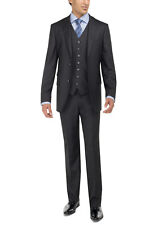Luciano Natazzi Mens Two Button 3 Piece Vested Suit Set Birds Eye Modern picture
