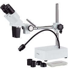 AmScope 10X-20X LED Binocular Stereo Microscope Boom Arm + LED Gooseneck picture