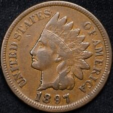 1897 1 In Neck Variety Indian Head Penny Cent Grades Very Fine (VF) picture