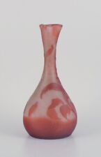 Emile Gallé. Rare, early art glass vase decorated with flowers in orange/red picture