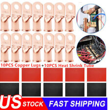 20x 2/0 AWG Gauge Copper Lugs w/ BLACK & RED Heat Shrink End Ring Terminals Wire picture
