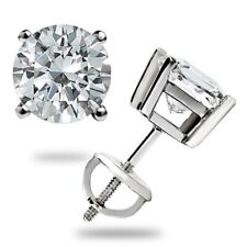 2.50CT GRA ROUND BRILLIANT CUT MOISSANITE STUD EARRINGS REAL 14K WHITE GOLD GIFT picture