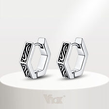 Vnox Geometric Hoop Earrings for Men Women Punk Stainless Steel Gothic Huggie picture