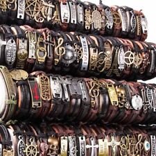 Wholesale lots 20pcs Mixed Styles Vintage Alloy leather Cuff Bracelets Jewelry picture