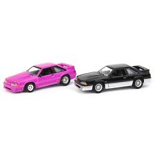 1/64 Twin Pack 1988 Ford Mustang GT Black/Silver & Pink, LP Diecast 51548 picture