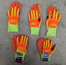 5 PAIR Majestic X15 Knucklehead Cut Res. Level 5 Gloves 35-557Y, 1-2x, 1-M, 3-L. picture