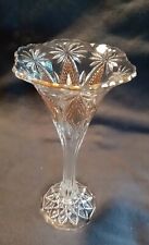 Antiq Early APGV American Pressed Glass Trumpet Vase W Diamonds,Starbusts. Uniq. picture