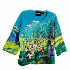Vintage Michael Simon Womens Sweater XL Art to Wear Seurat Sunday Afternoon picture