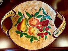 Deruta Vintage Italian Hand-Painted Large Serving Bowl With Pulled Handles 12” picture