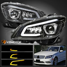 Fits Black 2008-2011 Benz W204 C-Class Full LED Sequential Projector Headlights picture