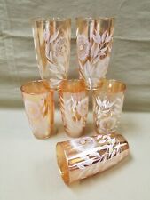 Set of 6 Vintage Jeannette Carnival Glass Co Cosmos Pattern Iridescent Tumblers picture