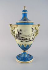 Large Dresden ornamental vase in hand-painted porcelain with classicist scenes. picture