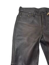 Vintage Lucky Brand Jeans Womens 4 Dark Brown Genuine Leather Dungarees 28x32.5 picture